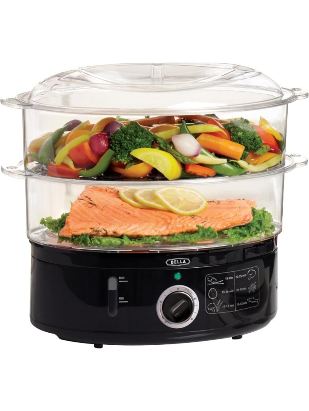 Two Tier Food Steamer with Stackable Baskets - Healthy Cooking, Black Kitchen